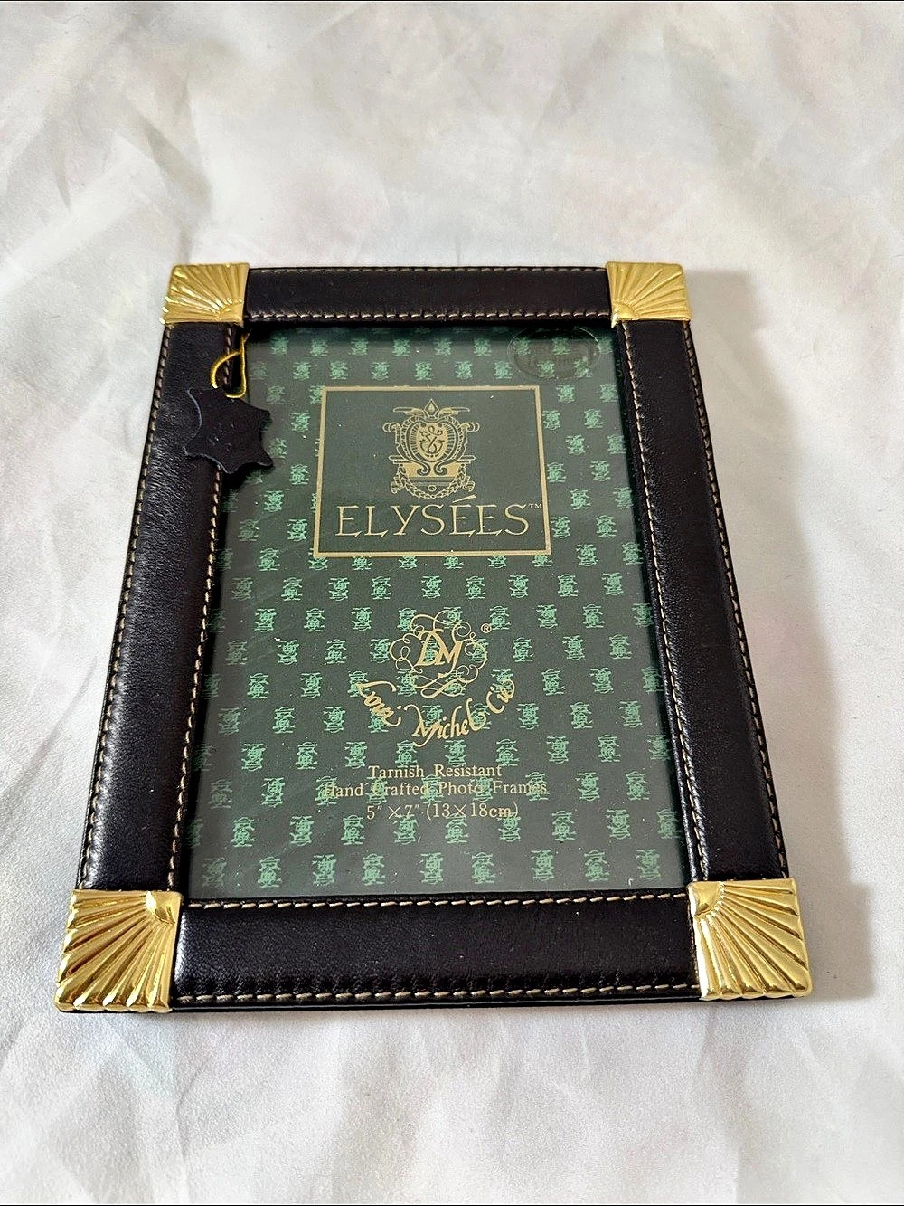 Elysees frame 5 x 7 Black & Gold Leather Picture Frame